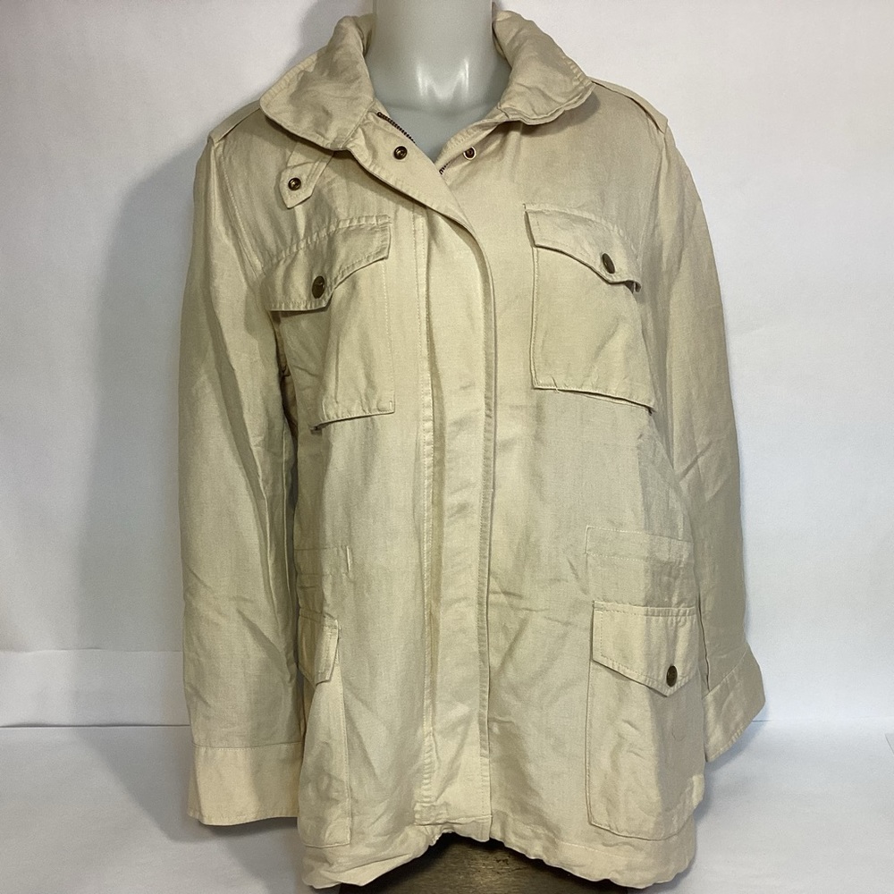 Vintage L.L. Bean Womens Linen blend hooded lightweight Jacket size small